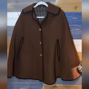 Gloverall Wool Cape M Brown Plaid